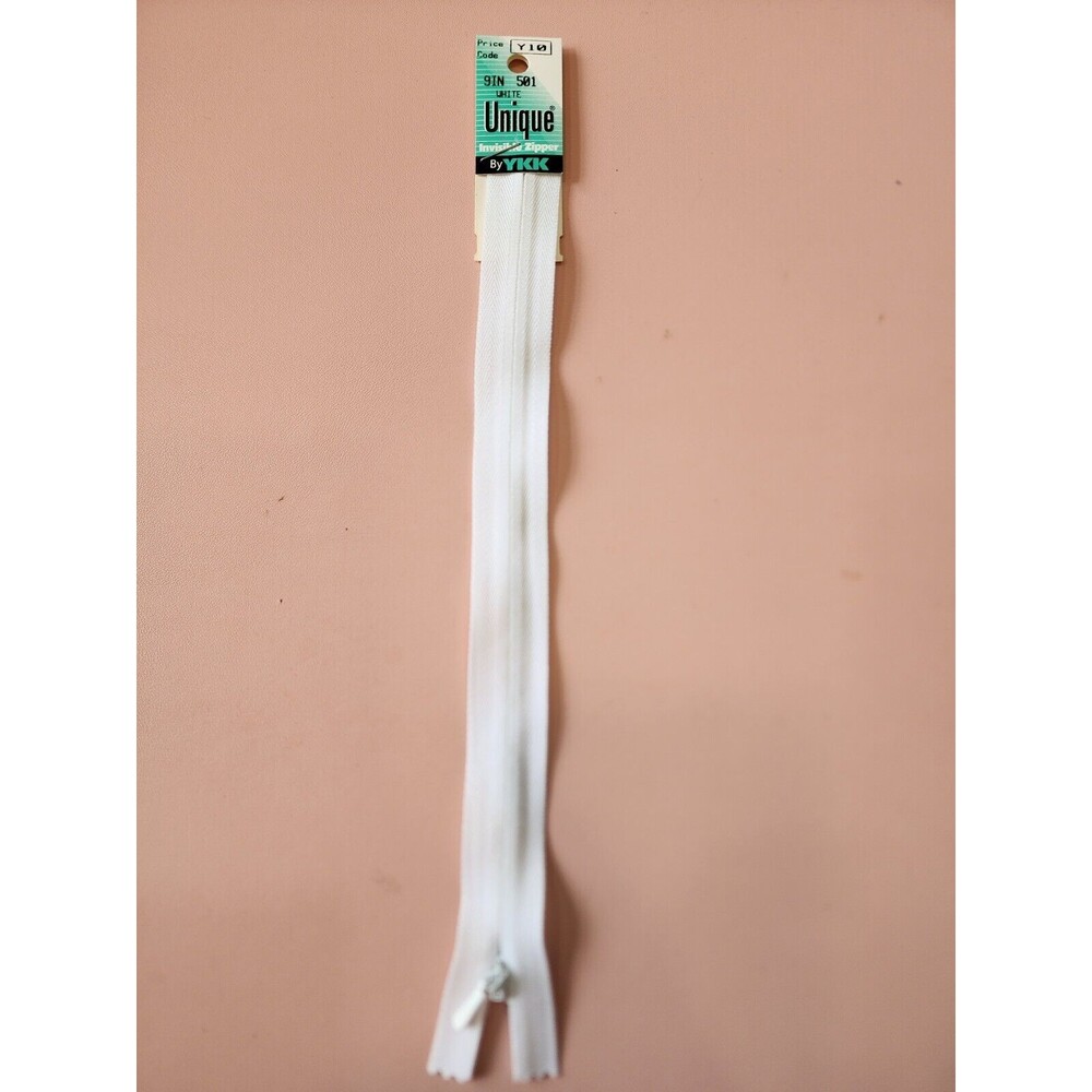 YKK New Unique Invisible Zipper 9in White  Color 501, ART 0309